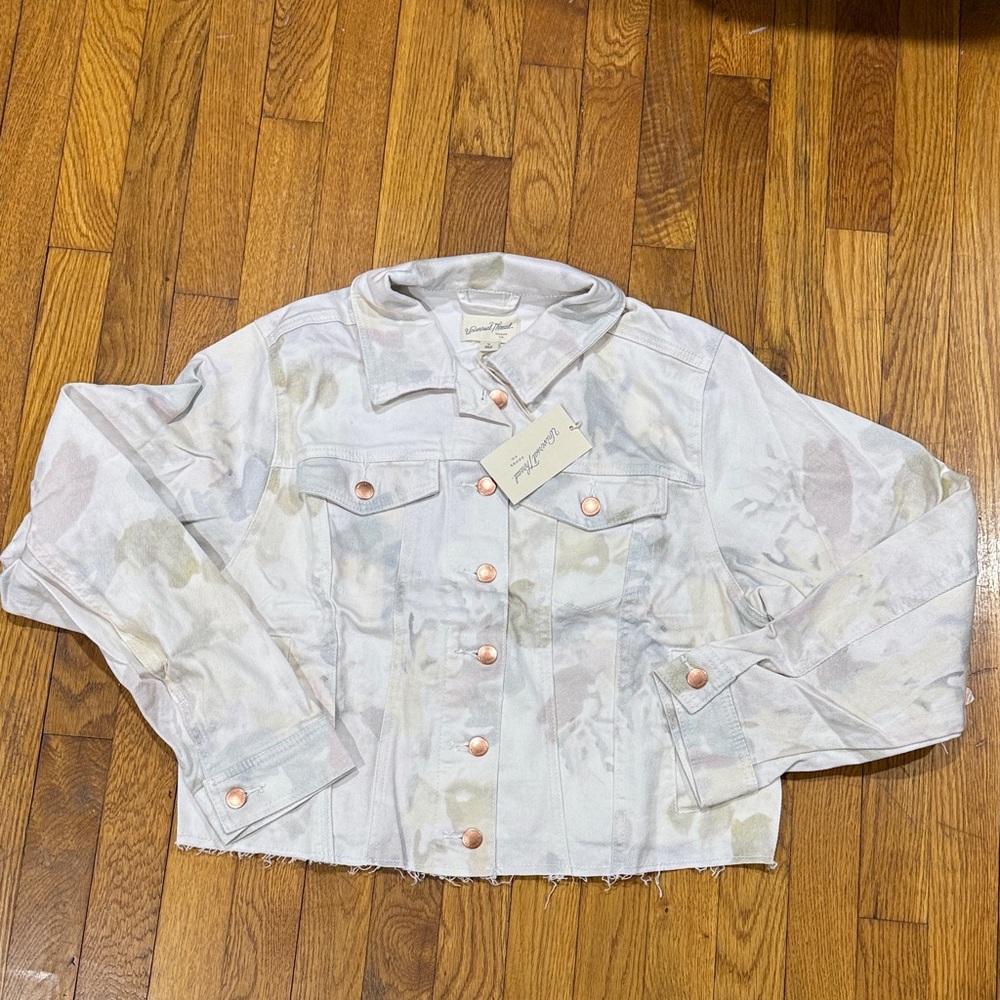 Universal Thread Women's Pastel Tie-Dye Light Wash Denim Jacket
